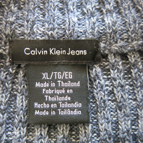 Calvin Klein Jeans Cable Knit 100% Cotton Long Sleeve 1/2 Zip Sweater - Size XL - Picture 7 of 8